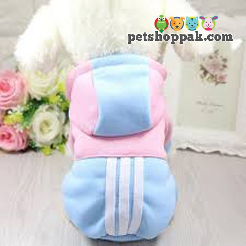 Blue pink stripes warm winter pet hoodie Blue pink stripes warm winter pet hoodie