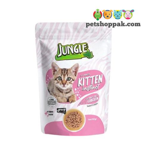 Jungle Pouches for Kitten Chicken Chunks In Gravy – 100 Gram Jungle Pouches for Kitten Chicken Chunks In Gravy – 100 Gram