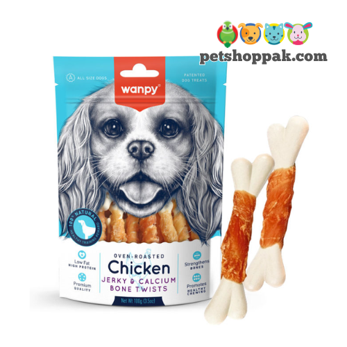 Wanpy Adult Dog Chicken & Calcium Bone Twists 100 g Wanpy Adult Dog Chicken & Calcium Bone Twists 100 g